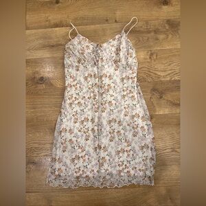 No Comment NY LA Floral Mini Dress Sleeveless Spaghetti Strap Milkmaid Sz Large